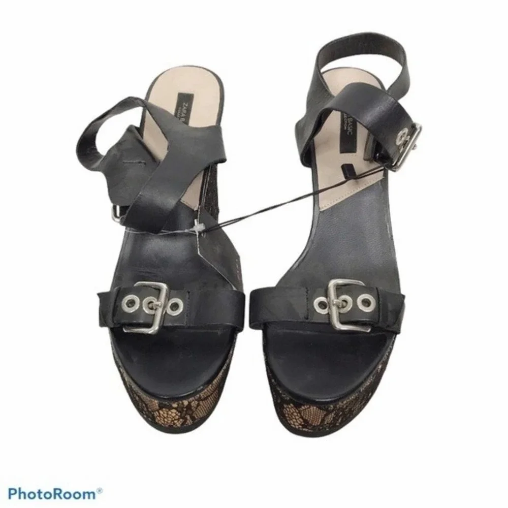 Zara Basic authentic leather wedges size EU 40